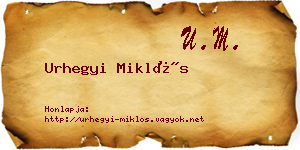 Urhegyi Miklós névjegykártya
